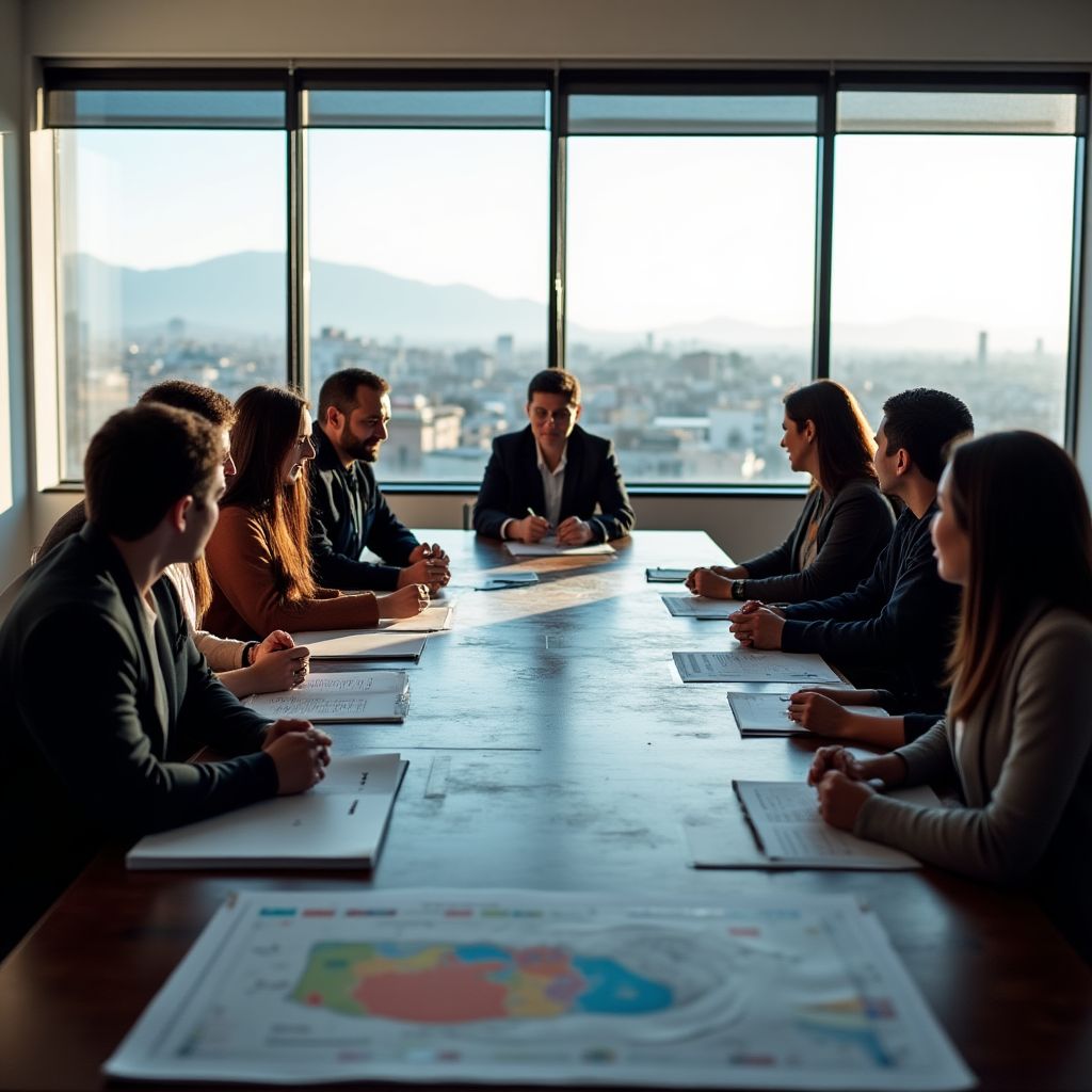 Equipo en sesión de planificación estratégica